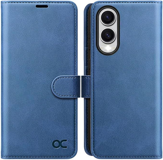 OCASE Compatible with Galaxy S25 Edge Wallet Case, PU Leather Flip Folio Case with Card Holders RFID Blocking Kickstand [Shockproof TPU Inner Shell] Protective Phone Cover 2025, Light Blue