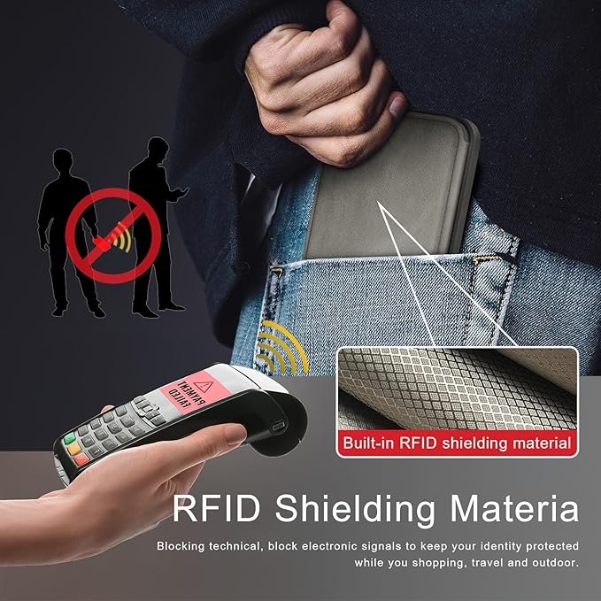 DJDUCK Designed for Samsung Galaxy S25 Case Wallet with Card Holder, [Magnetic Clasp Cover] [RFID Blocking Leather Protection] Shockproof Women Men Cases for Samsung S25 Grey