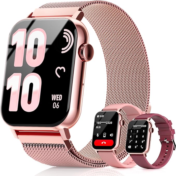 Smart Watches for Women, 1.83" HD Fitness Tracker (Answer/Make Calls), 120+ Sport Modes with Heart Rate/Sleep Monitor, IP68 Waterproof, Fitness Watch for iOS Android, Pink