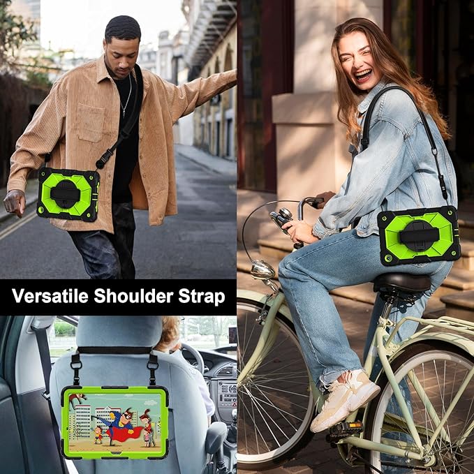 Case for Samsung Galaxy Tab A9+ 11 Inch 2023 (X210/X216/X218), Heavy Duty Shockproof Rugged 360 Rotating Hand Strap Protective Case for Galaxy Tab A9 Plus Tablet,Black+Olivine