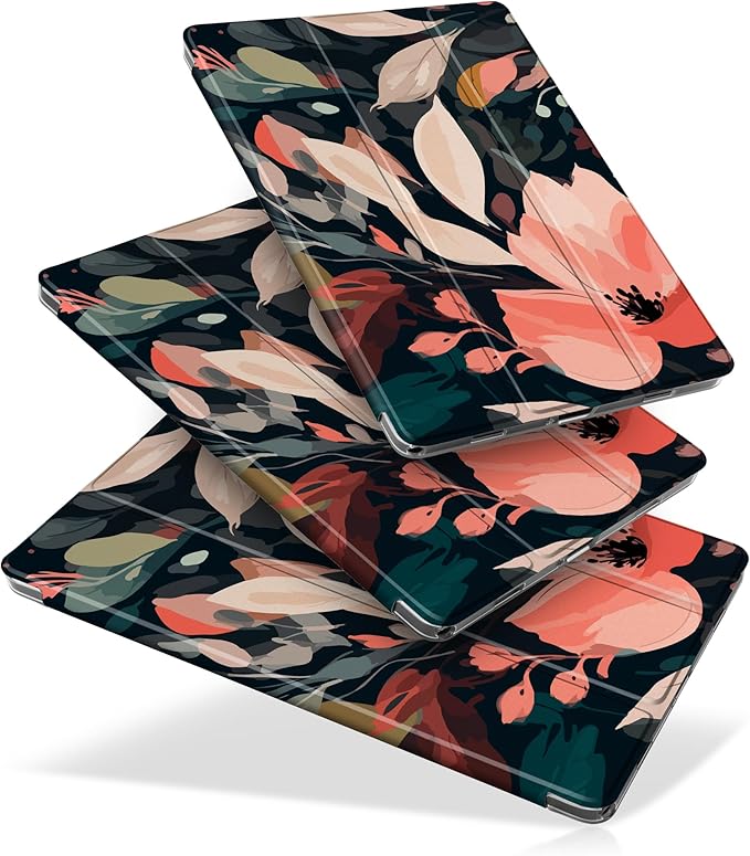 DONGKE Case for Samsung Galaxy Tab A9+/A9 Plus 11 inch 2024 2023 (SM-X210/X216/X218), Slim Stand Hard PC Translucent Back Shell Smart Cover, Auto Wake/Sleep - Painted Florals