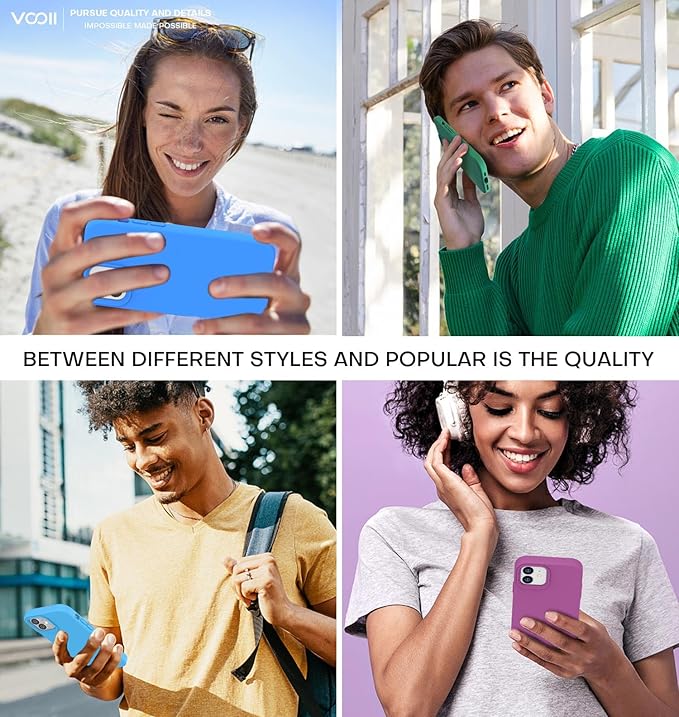 Vooii Compatible with iPhone 12 Case/iPhone 12 Pro Case, Liquid Silicone Upgrade [Soft Anti-Scratch Microfiber Lining] [Shockproof Drop Protection] Phone Case 6.1 inch - Blue