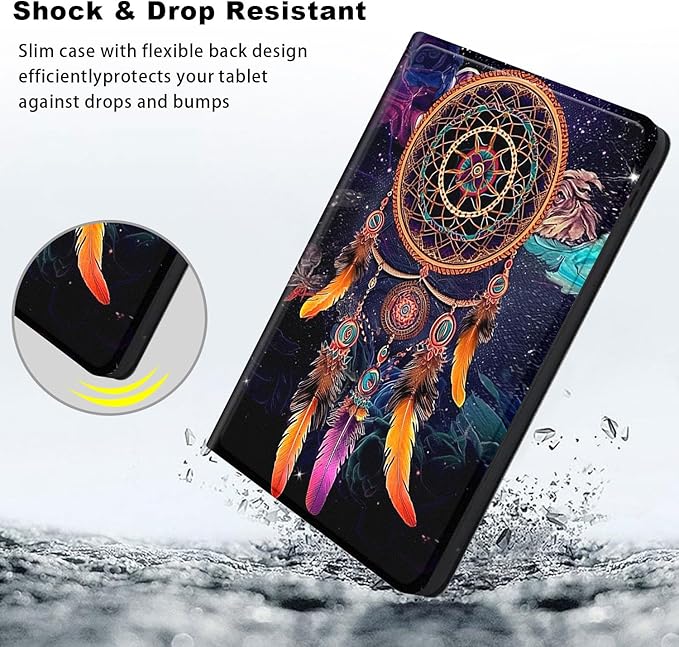 Slim Case for Samsung Galaxy Tab S10 FE / S9 FE 5G 10.9" & Tab S9 11", PU Leather Protective Cover, Multi-Angle Stand, Auto Sleep/Wake, Dreamcatcher