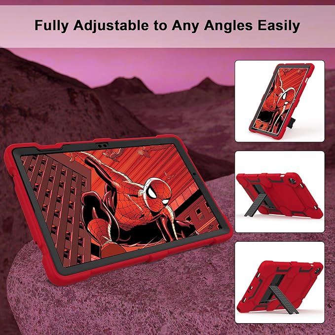 CCMAO Case for Samsung Galaxy Tab A9+/A9 Plus Case 11 Inch 2023 Model (SM-X210/X216/X218), Heavy Duty Shockproof Hybrid Three Layer Protective Cover for Kids Boys Girls, Red+Black