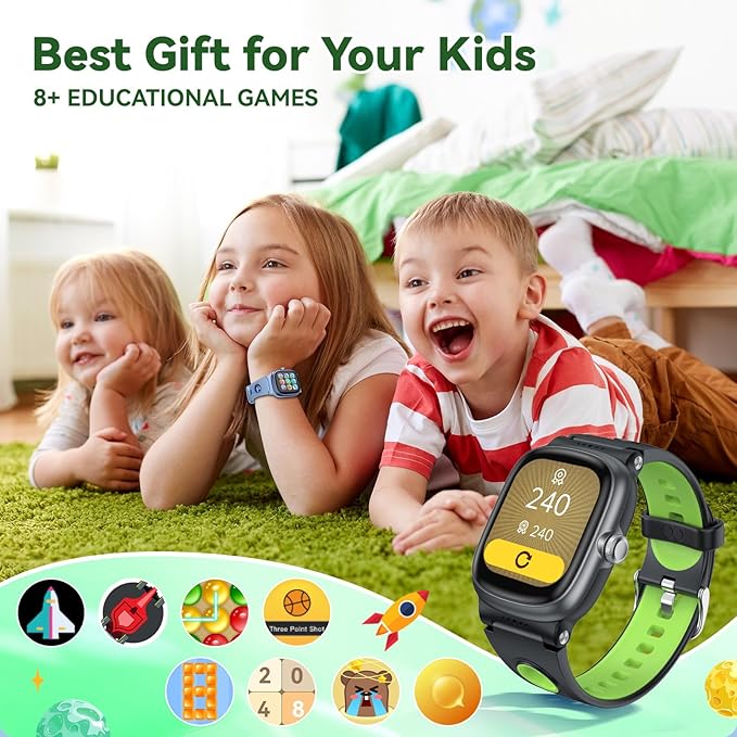 Smart Watch for Boys Girls with Sleep | Health | Activity Tracker, Games, Alarm, IP68 Waterproof Kids Fitness Watch with Pedometer, Family Account, Toys Gifts for Kids Aged 4-16