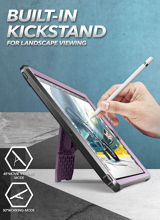 SUPCASE for iPad 9th Generation Case with Screen Protector (Unicorn Beetle Pro), [Built-in Stand] Heavy Duty Rugged Protective Case for iPad 10.2 9th / 8th / 7th Generation (2021/2020/2019), Purple