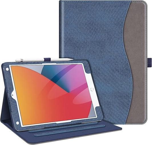Fintie Case for iPad 9th / 8th / 7th Generation (2021/2020/2019) 10.2 Inch - [Corner Protection] Multi-Angle Viewing Stand Cover with Pocket & Pencil Holder, Auto Sleep Wake, Denim Indigo
