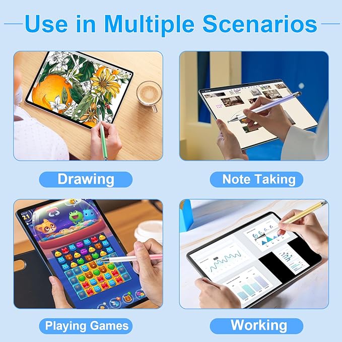 Bopomofo 10 Rubber Tips+5 Transparent Disc Trips,High Precision and High Sensitivity Stylus Replacement Tibs,Black and Silver