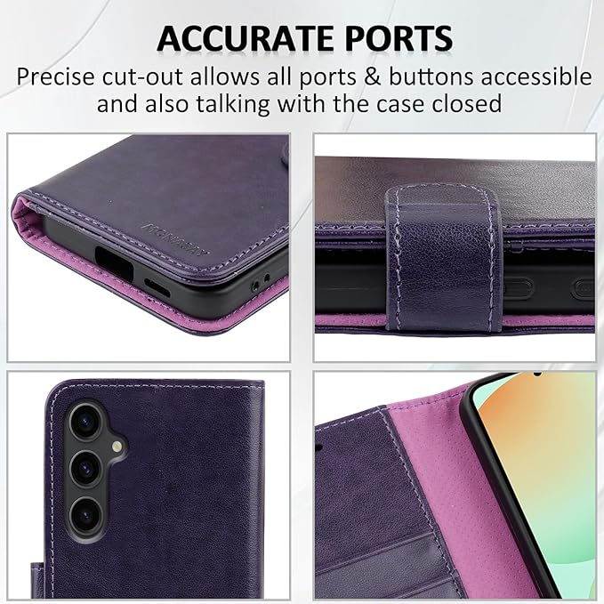 MONASAY Wallet Case Fit for Samsung Galaxy S24 FE 6.1 inch 5G,[RFID Blocking] Flip Folio Leather Cell Phone Cover with Credit Card Holder, Purple