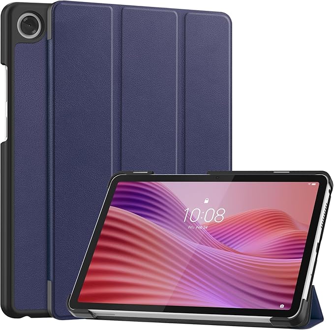 Case for Lenovo Tab One 8.7'' / Tab K9 Case, Folding Folio Ultra-Thin PU Leather Stand Case Cover with Auto Wake/Sleep for Lenovo Tab K9 8.7 Inch Navy Blue