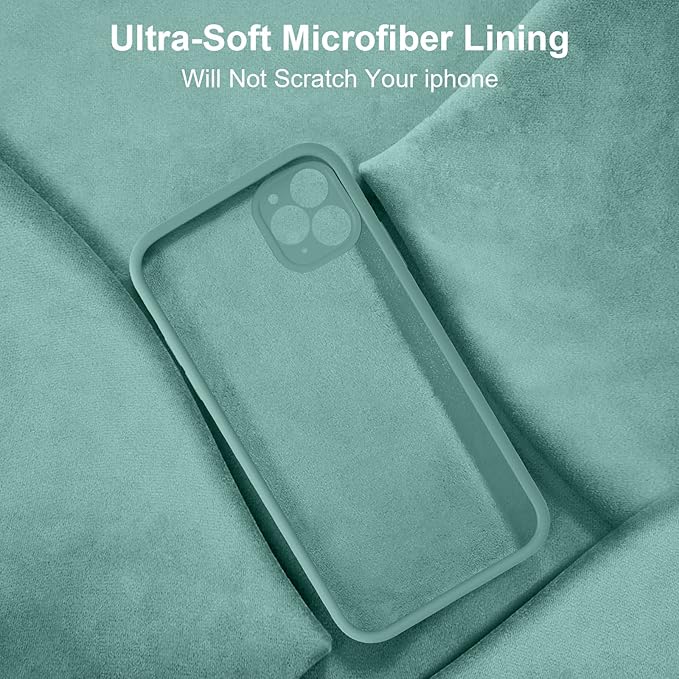 Vooii Compatible with iPhone 11 Pro Case, Upgraded Liquid Silicone with [Flat Edges] [Camera Protection] [Soft Anti-Scratch Microfiber Lining] Phone Case for iPhone 11 Pro 5.8 inch - Pine Green