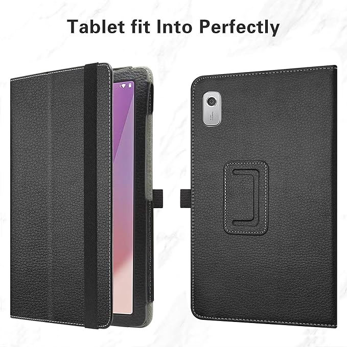 Bige for Lenovo Tab M9 Case,PU Leather Folio 2-Folding Stand Cover for Lenovo Tab M9 (TB-310FU, 2023 Released) 9" Tablet,Black