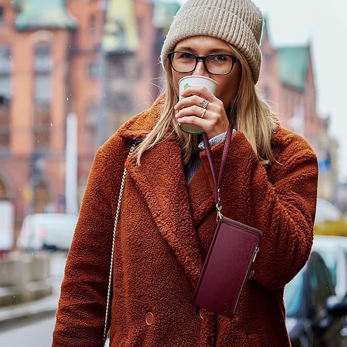 XcaseBar Compatible with Samsung Galaxy S25 Wallet case with Zipper Credit Card Holder【RFID Blocking】,Flip Folio Book PU Leather Phone case Shockproof Cover Men Women for Samsung S25 case Wine Red