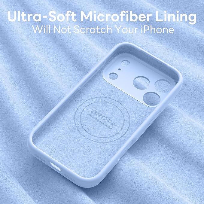 Vooii Magnetic Compatible with iPhone 17 Pro Case (Compatible with Magsafe) (Upgraded Camera Protection) Liquid Silicone Shockproof Full Body Protective Phone Cover for Women Men, Light Blue, 6.3”