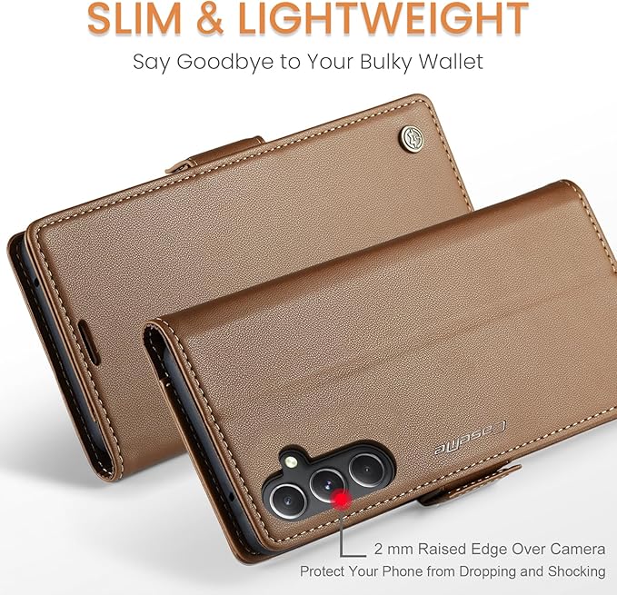 SINIANL Samsung Galaxy S24 Wallet Case with RFID Blocking, Samsung S24 Case Wallet for Women Men with Card Holder Magnetic Clasp Kickstand Leather Book Folio Case for Galaxy S24 Brown