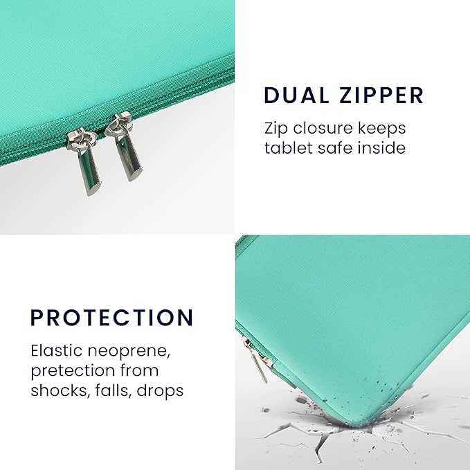 kwmobile Neoprene Pouch Compatible with 8"-8,4" Tablet - Universal Sleeve Case Cover with Zipper for Tablet - Mint