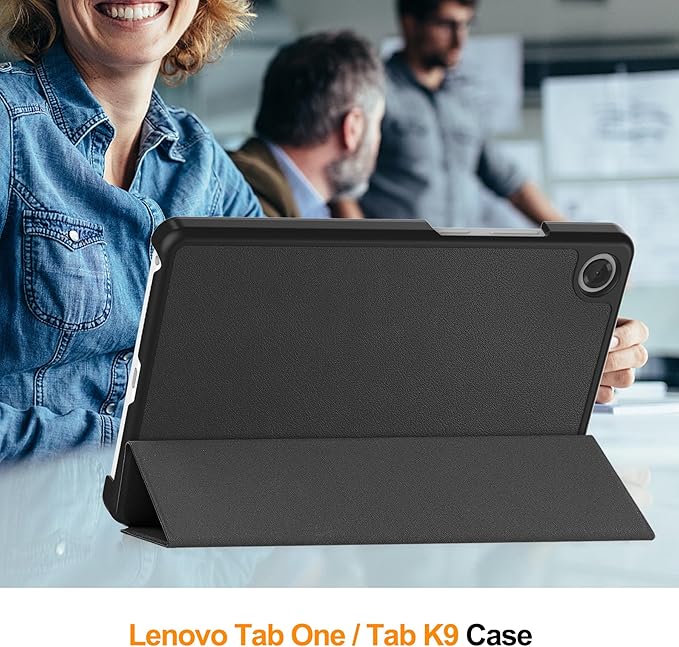 Case for Lenovo Tab One 8.7'' / Tab K9 Case, Folding Folio Ultra-Thin PU Leather Stand Case Cover with Auto Wake/Sleep for Lenovo Tab K9 8.7 Inch Black
