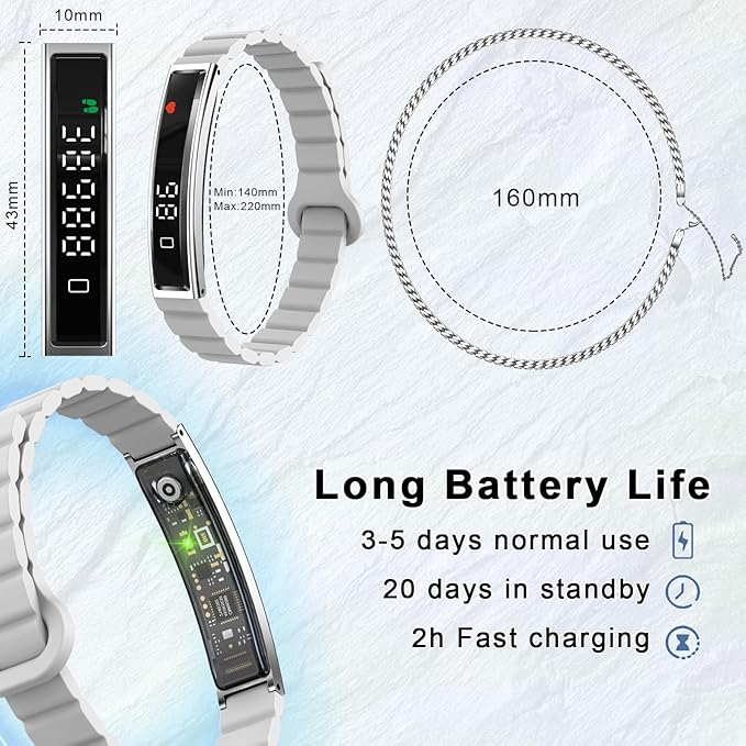 Efolen Smart Bracelet for Women,Ultralight Fitness Tracker Smart Wristband with Heart Rate/Blood Oxygen/Sleep Monitor/Pedometer,Slim Smartwatch for Android iPhone,Activity Tracker,2 Band,Silver