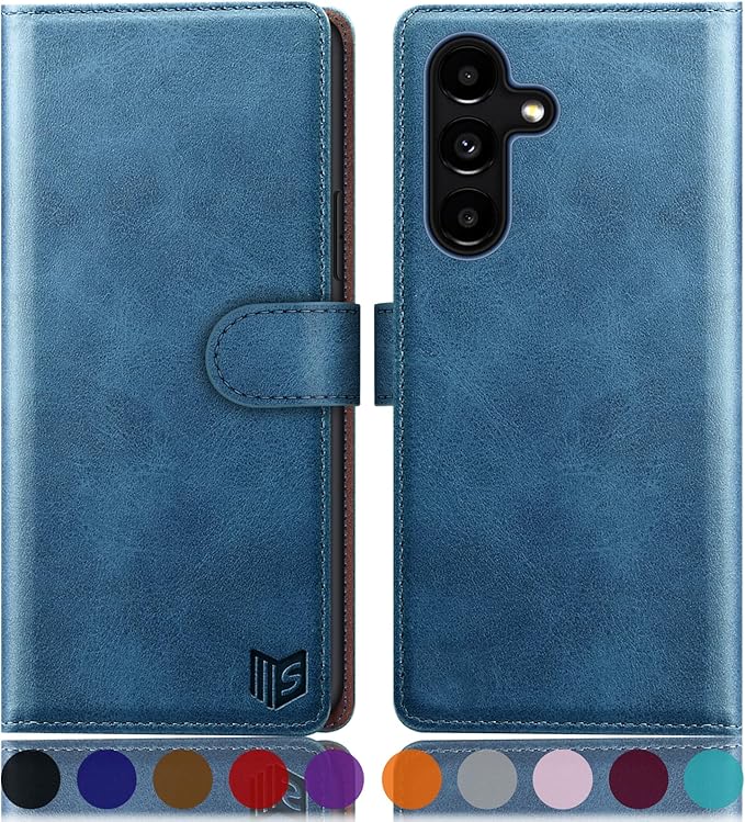 SUANPOT for Samsung Galaxy S24 5G Wallet case with RFID Blocking Credit Card Holder,Flip Book PU Leather Protective Cover Women Men for Samsung S24 Phone case Sky Blue