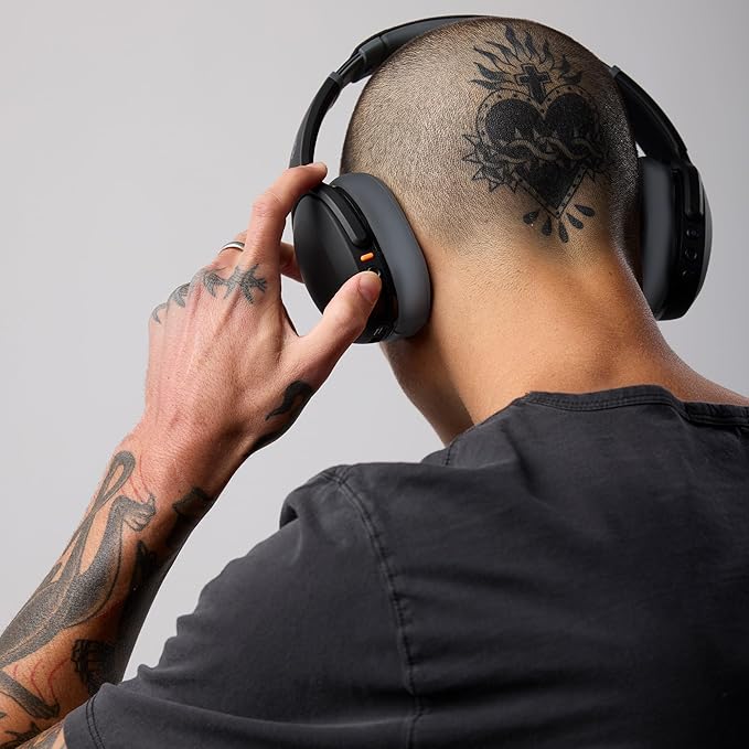 Skullcandy Crusher Evo Over-Ear Wireless Headphones with Sensory Bass, 40 Hr Battery, Microphone, Works with iPhone Android and Bluetooth Devices, Asphalt