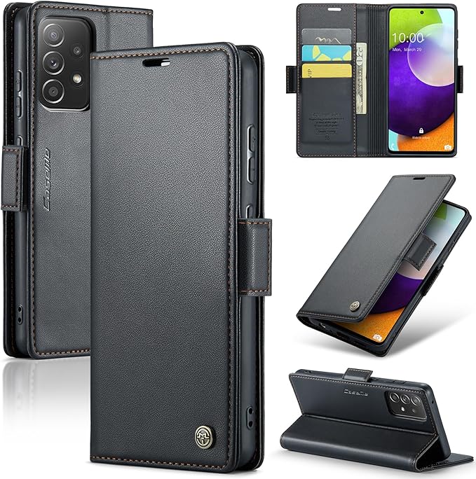 for Samsung Galaxy A52 4G/5G Case, Premium PU Leather Wallet Case Flip Cover with [RFID Blocking][Card Holder][Stand Function] for Samsung Galaxy A52 (5G/4G)/A52s 5G, Black