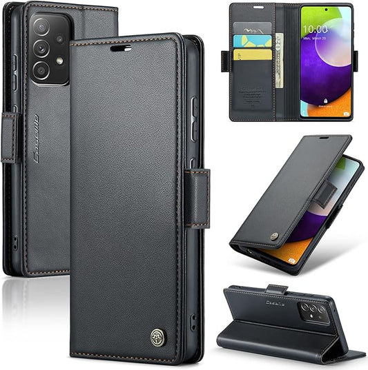 for Samsung Galaxy A52 4G/5G Case, Premium PU Leather Wallet Case Flip Cover with [RFID Blocking][Card Holder][Stand Function] for Samsung Galaxy A52 (5G/4G)/A52s 5G, Black
