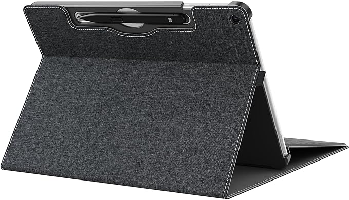 Tablet Case for 2025 New Microsoft Surface Pro 1st Edition 12-inch, PU Leather & Hard Shell Laptop Protective Cover with Multi-Angle Built-in Kickstand & Pen Holder (Black)