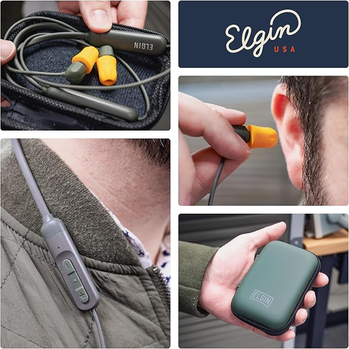 Elgin Discord Gen 3 Bluetooth Earplug Earbuds, OSHA Compliant Wireless in-Ear Headphones, 31dB NRR ANSI Certified Noise Isolation, Dynamic 8mm Driver, USB-C Charging, 14-Hour Playback