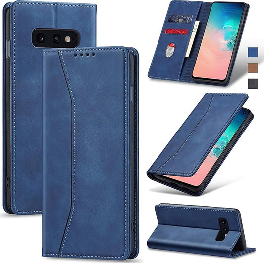 Jasonyu Flip Wallet Case for Samsung Galaxy S10e,Leather Magnetic Folio Cover with Card Holder,Kickstand - TPU Shockproof Durable Protective Phone Case,Blue