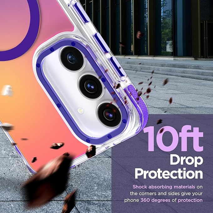 MOWIME Magnetic Case for Samsung Galaxy S25 FE 5G [Compatible with Magsafe] [Cute Fashion Fluorescent Design] [1 Screen Protector] Slim Translucent Matte Case for Galaxy S25 FE 5G 6.7", Purple