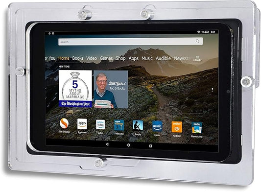 TABcare Security Anti-Theft Acrylic VESA Enclosure for Amazon Tablet with Free Wall Mount Kit (Clear, Fire HD 8 2016/2017/2018)