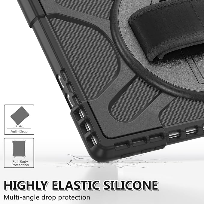 ZenRich Rugged Case for Microsoft Surface Pro 11/10/ 9 (13-inch, 2024/2022), Shockproof Case for Surface Pro 11/10/ 9 with 360°Rotating Kickstand & Hand Strap, Compatible with Type Cover Keyboard