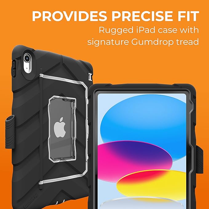 Gumdrop Hideaway iPad Case w/Stand Fits ONLY iPad 11th Generation |A16| & 10th Gen (10.9) inch Rugged Shockproof Reliable & Drop Tested for Kids K-12 Students Teachers Classrooms & School Use Black