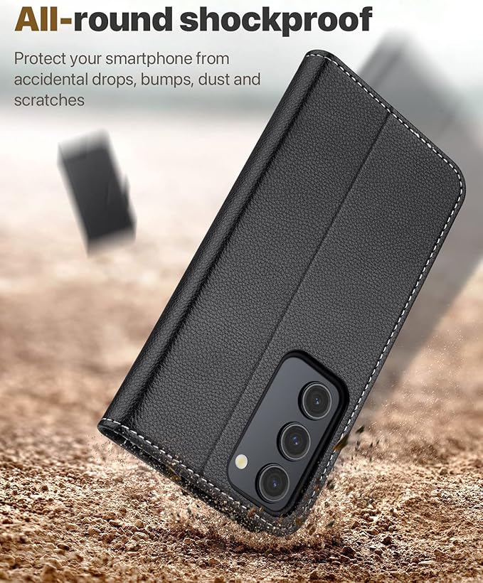 OCASE Compatible with Galaxy S23 5G Wallet Case, PU Leather Flip Folio Case with Card Holders RFID Blocking Kickstand [Shockproof TPU Inner Shell] Phone Cover 6.1 Inch (2023)-Litchi Black