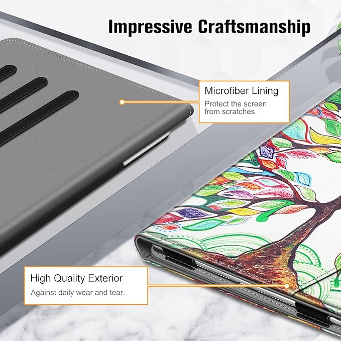 Fintie Case for iPad 9th / 8th / 7th Generation (2021/2020/2019) 10.2 Inch - [Corner Protection] Multi-Angle Viewing Stand Cover with Pocket & Pencil Holder, Auto Sleep Wake, Love Tree