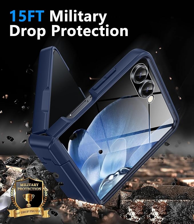 for Samsung Galaxy Z Flip 7 Case Compatible with Magsafe [Hinge Protection＆ Kickstand][Built-in Front Screen Protector] 15FT Military Shockproof Full Body Phone Case for Galaxy Z Flip 7 (Blue)