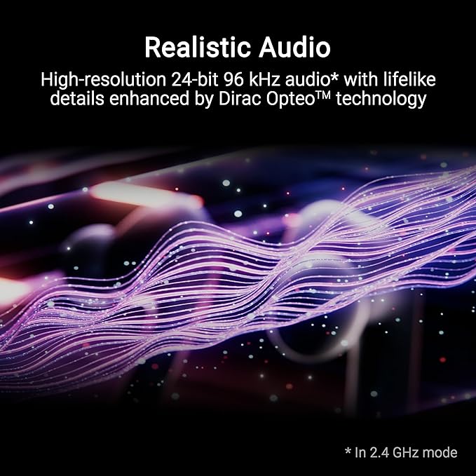 ASUS ROG Cetra True Wireless Gaming Headphones (2.4 GHz & Bluetooth 5.3, ROG SpeedNova, 24-bit 96 kHz Audio, Dirac Opteo, Bone-Conduction AI Microphones, Adaptive ANC, 46-Hour Battery Life)- Black