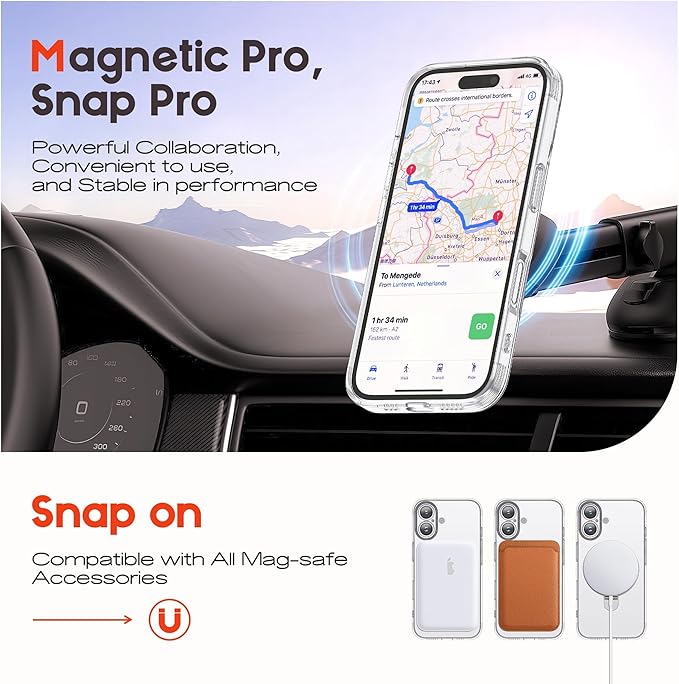 Compatible with Clear iPhone 16 Pro Max Case with Magnetic Stand [Compatible with Mag-Safe][Full Camera Len Protectors] Shockproof Phone Case for iPhone 16 Pro Max 6.9’’,Clear