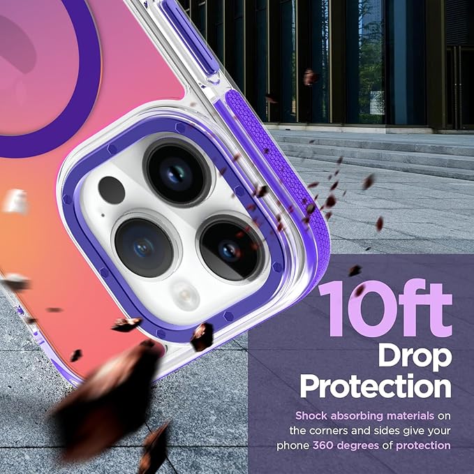 MOWIME Magnetic Case for iPhone 14 Pro [Compatible with Magsafe] [Cute Fashion Fluorescent Design] [1 Screen Protector] Slim Translucent Matte Case for iPhone 14 Pro 6.1" 2022, Purple