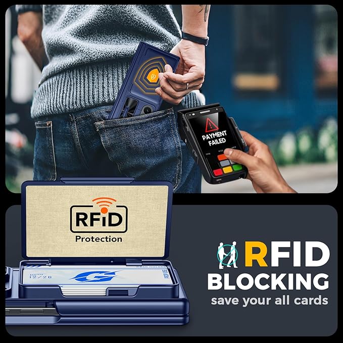 for Samsung Galaxy Z Fold 7 Case Wallet RFID [Cards Holder][Camera Cover][Kickstand] Full Body Shockproof Silicone Protective Phone Case for Galaxy Z Fold 7 Case(Blue)