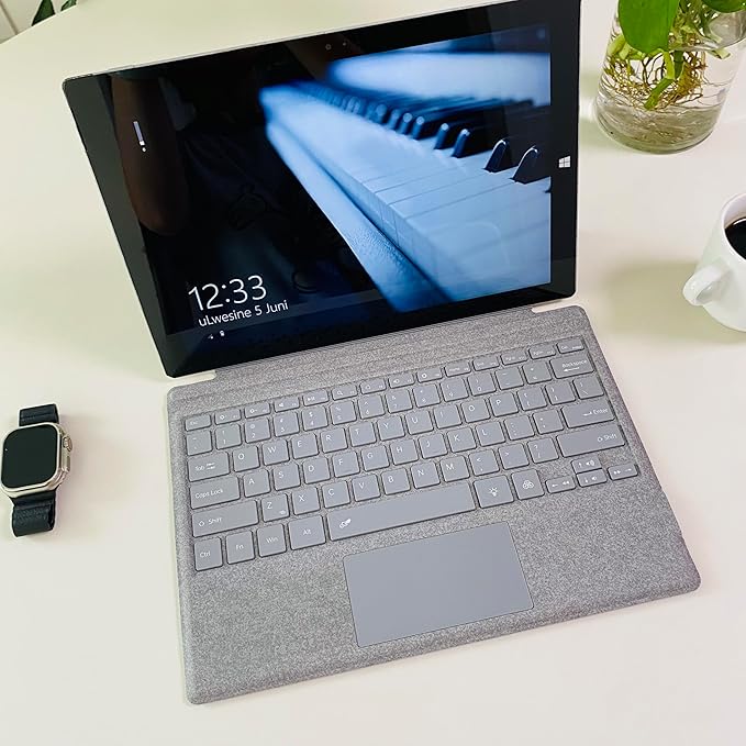 Type Cover for Microsoft Surface Pro 7+ / Pro 7 / Pro 6 / Pro 5 / Pro 4 / Pro 3, 12.3 inch, Ultra-Slim Wireless Tablet Keyboard with Multi Touchpad Bluetooch (Light Gray)