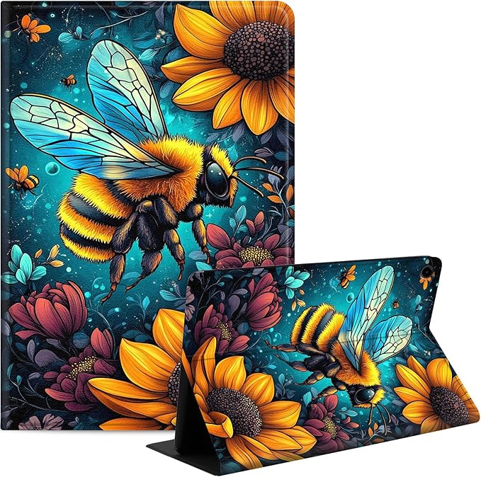 Case for Samsung Galaxy Tab A9+/A9 Plus 11” 2023 Model (SM-X210/X216/X218), Slim PU Leather Stand Cover with Auto Wake/Sleep, Multi-Angle Viewing & Shockproof, Colorful Bee