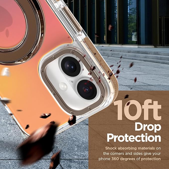 MOWIME Magnetic for iPhone 17 Case with Stand [Compatible with Magsafe] [Cute Fashion Fluorescent Design] [1 Screen Protector] Slim Translucent Matte Case for iPhone 17 6.3" 2025, Desert