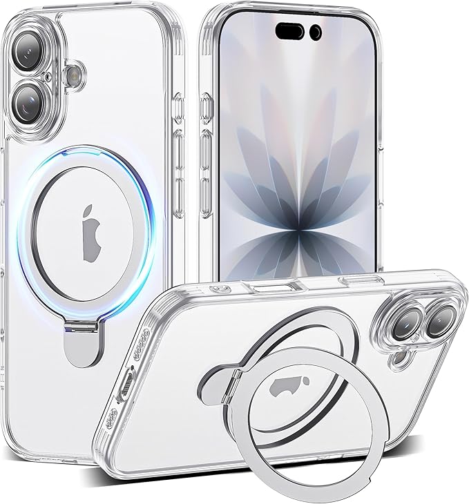 Compatible with Clear iPhone 17 Pro Case with Magnetic Stand [Compatible with Mag-Safe][Full Camera Len Protectors] Shockproof Phone Case for iPhone 17 Pro 6.3’’,Clear