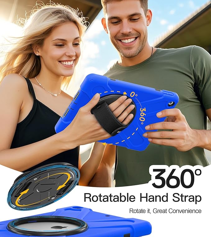 BRAECN for iPad 9th/8th/7th Generation Case, iPad 10.2 inch Heavy Duty Rugged Case with Built in Screen Protector, Hand Strap, Swiveling Stand/Shoulder Straps for iPad 10.2 2021/2021/2019-Blue