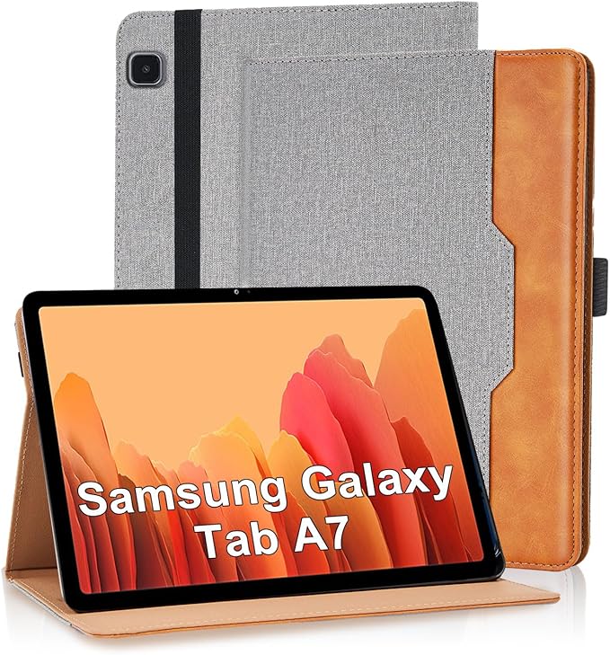 Tablet Case for Samsung Galaxy Tab A7 10.4 Inch 2020 (SM-T500/T505/T507) PU Leather Folio Flip Cover for Tab A7 SM T500 Multi-Angle Stand with Card Pocket ＆ Hand Starp,Grey