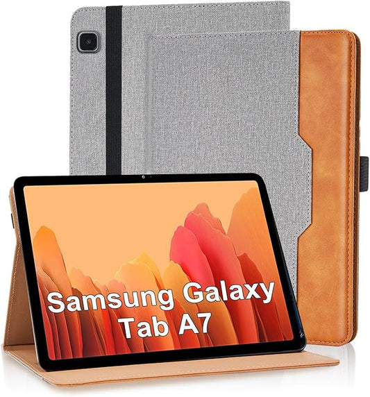 Tablet Case for Samsung Galaxy Tab A7 10.4 Inch 2020 (SM-T500/T505/T507) PU Leather Folio Flip Cover for Tab A7 SM T500 Multi-Angle Stand with Card Pocket ＆ Hand Starp,Grey