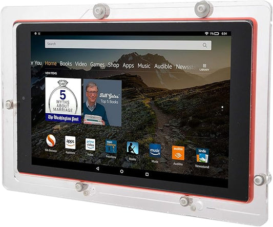 TABcare Security Anti-Theft Acrylic VESA Enclosure for Amazon Fire 7 2015 2017 2019 with Free Wall Mount Kit (Clear, Fire 7)