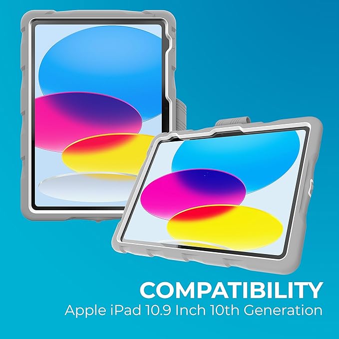 Gumdrop Hideaway iPad Case w/Stand Fits iPad 11th Generation |A16| & 10th Gen Rugged Shockproof Reliable & Drop Tested for Kids K-12 Students Teachers Classrooms & School Use - Gray