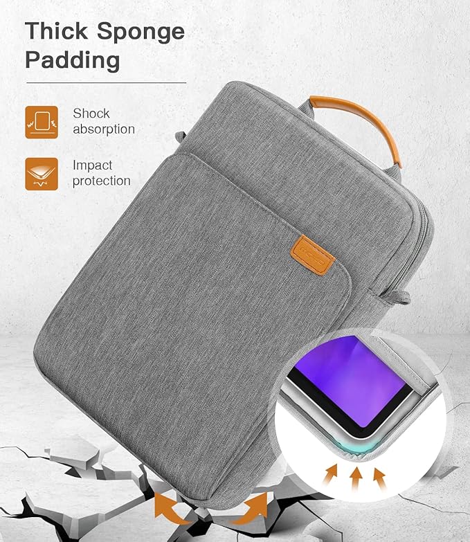 MoKo 9-11 Inch Tablet Sleeve Bag Handle Carrying Case with Shoulder Strap Fits 11inch iPad Air M3, iPad A16 2025, Pro 11 inch, iPad 10/9/8/7th Gen, Tab S8/S9 11", Dark Gray
